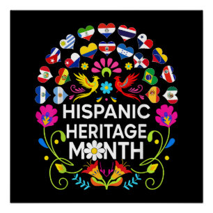 Poster Mois du patrimoine hispanique Pays nationaux latin