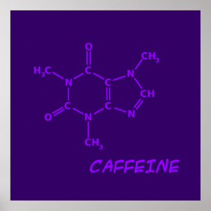 Poster Molécule de caféine violette