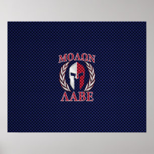 Poster Molon Labe Spartan Warrior Carbon Fiber Style