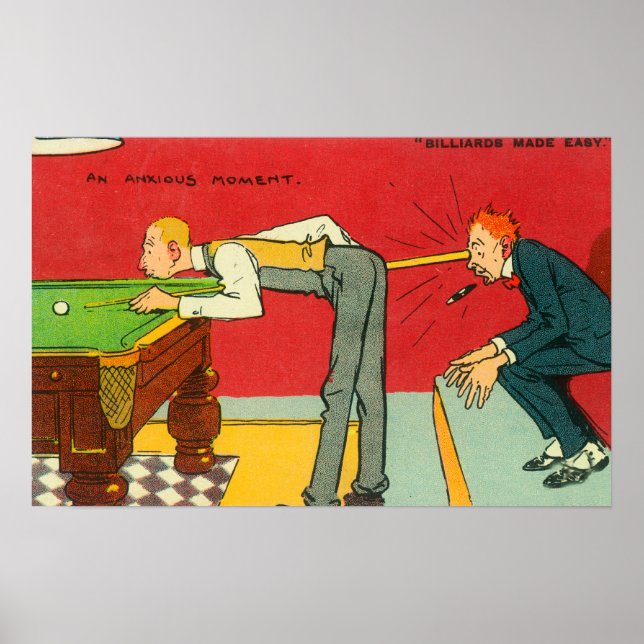 Poster Moment angoissant, Cue de piscine frappant une têt (Devant)