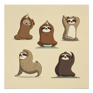 Poster Moments de yoga avec des paresseux
