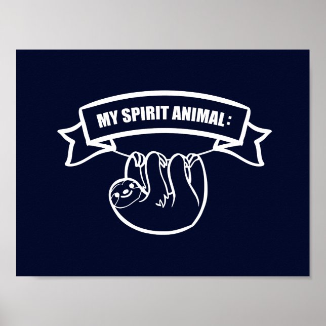 Poster Mon animal spirituel est un paresseux. / Faultier. (Devant)
