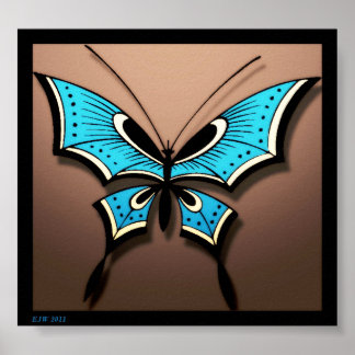 Poster Mon papillon bleu