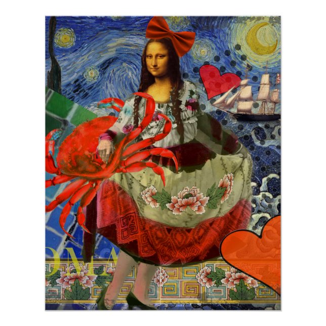 Poster Mona Lisa Fun Zodiac Whimsical (Devant)