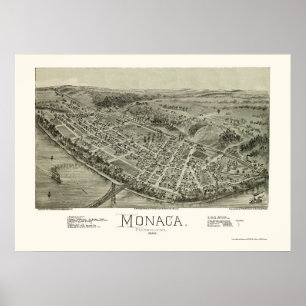 Poster Monaca, carte panoramique de PA - 1900