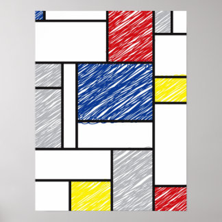 Poster Mondrian Gribouillages Minimaliste Art Moderne De