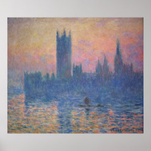 Poster Monet - Chambres du Parlement au coucher du soleil