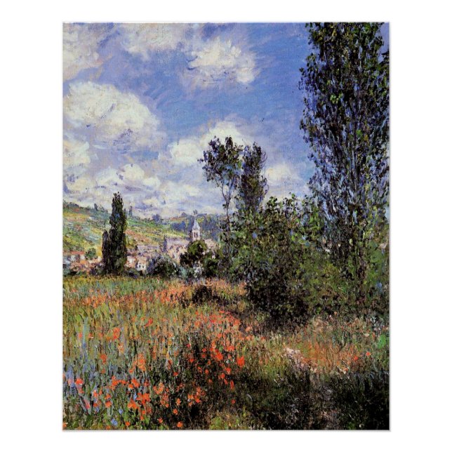 Poster Monet - Chemin dans le champ de coquelicots, (Devant)