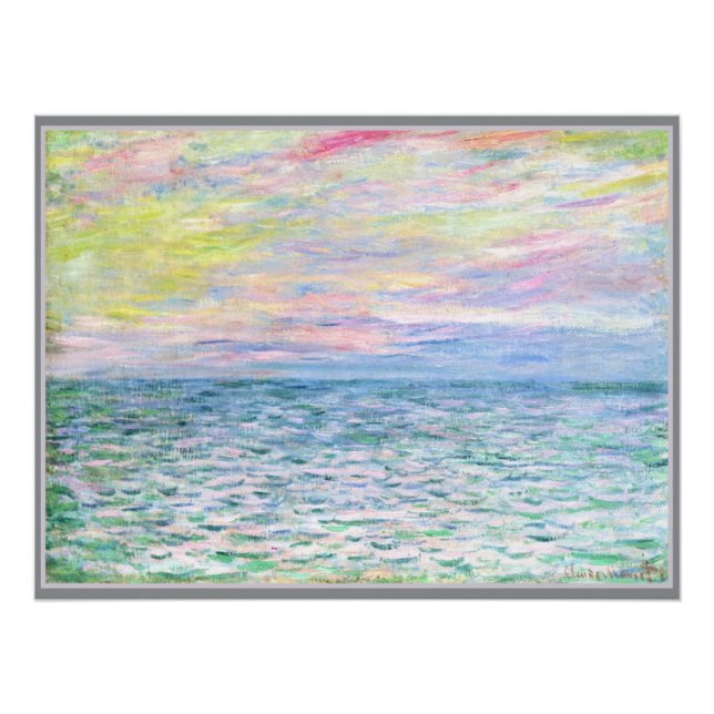 Poster Monet - Coucher de soleil à Pourville, art (Devant)