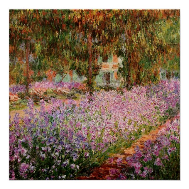Poster Monet - Irises dans le jardin de Monet (Devant)