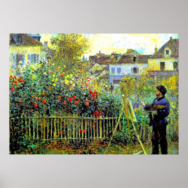 Poster Monet Peinture dans son jardin à Argenteuil (Devant)