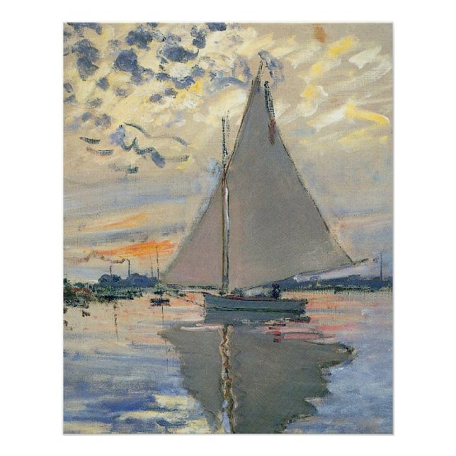 Poster Monet Sailboat French Impressionism Classic Art (Devant)