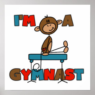 Poster Monkey Je suis un Gymnaste