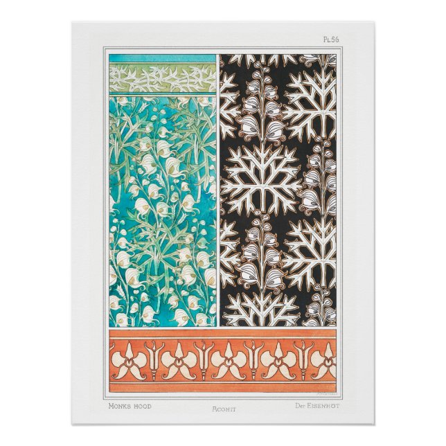 Poster Monkshood wolfsbane plante art nouveau verneuil (Devant)