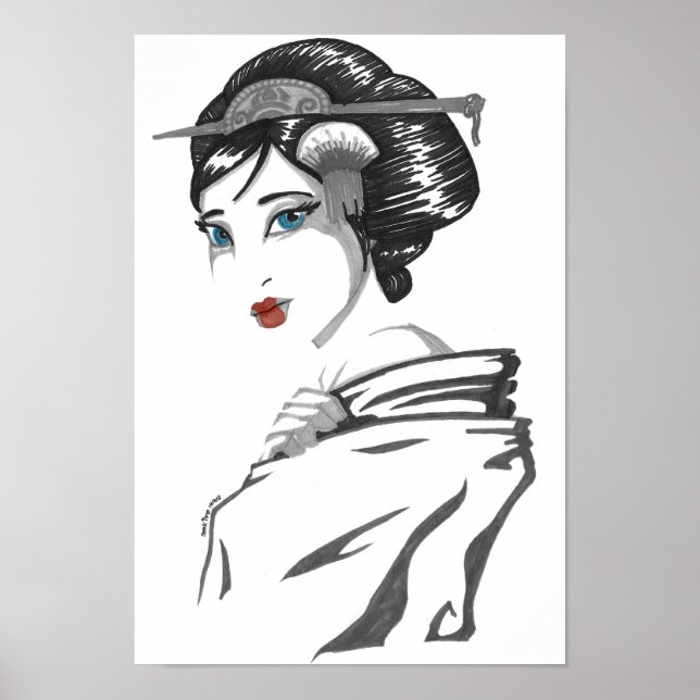 Poster Monochrome geisha (Devant)