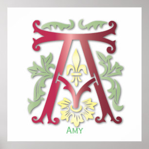 Poster Monogramme en design floral