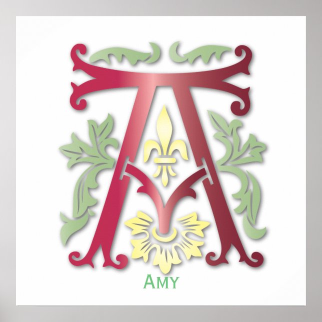 Poster Monogramme en design floral (Devant)