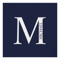 Monogramme et nom personnalisés bleu marine