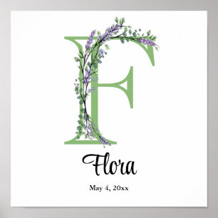 Poster Monogramme F Lavender Eucalyptus