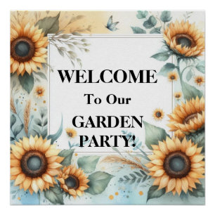 Poster Monogramme floral nom tournesol pastel aquarelle