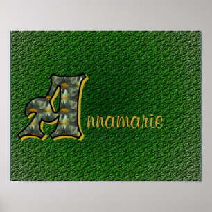 Poster Monogramme Initiale A Marguerites Art Personnalisé
