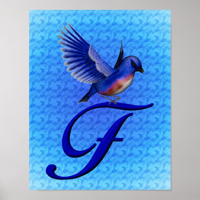Poster Monogramme initiale F Bluebird (Devant)