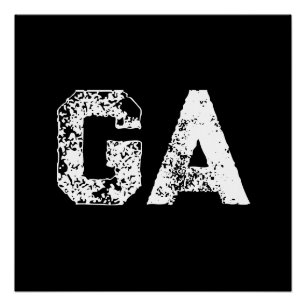Poster Monogramme Lettres Initiales Noir Blanc Simple