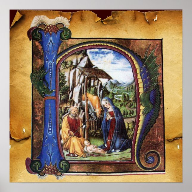 POSTER MONOGRAMME PARCHEMIN DE LA NATIVITÉ (Devant)