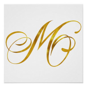 Poster Monogramme personnalisé M Faux Gold Foil Monogramm