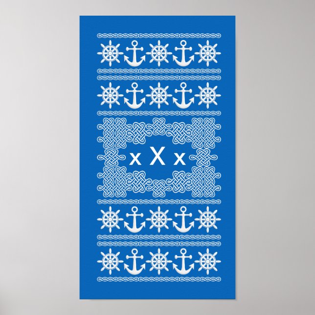Poster monogramme personnalisé nautique (Devant)