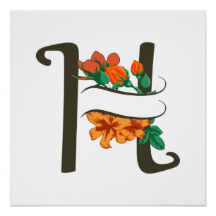 Poster Monographie florale H lettre majuscule