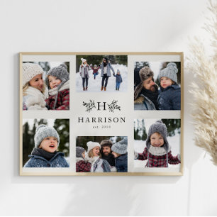 Poster Monographie rustique 6 photo collage nom de famill