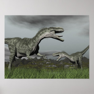 Poster Monolophosaurus rugissant - rendu 3D