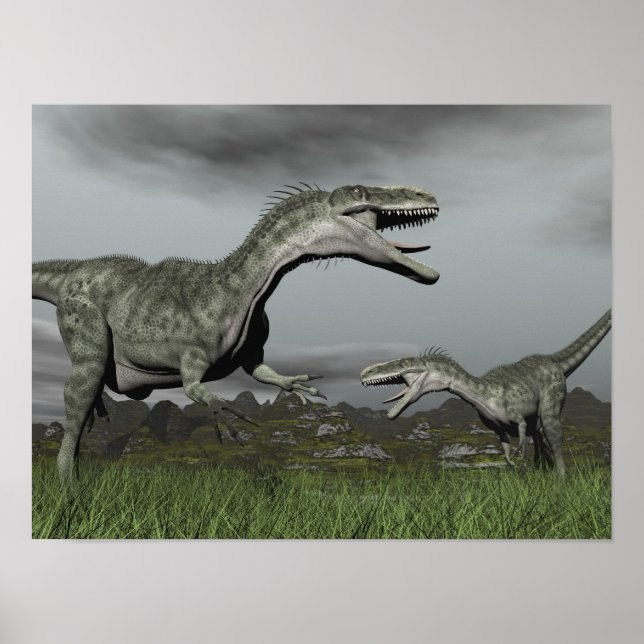 Poster Monolophosaurus rugissant - rendu 3D (Devant)