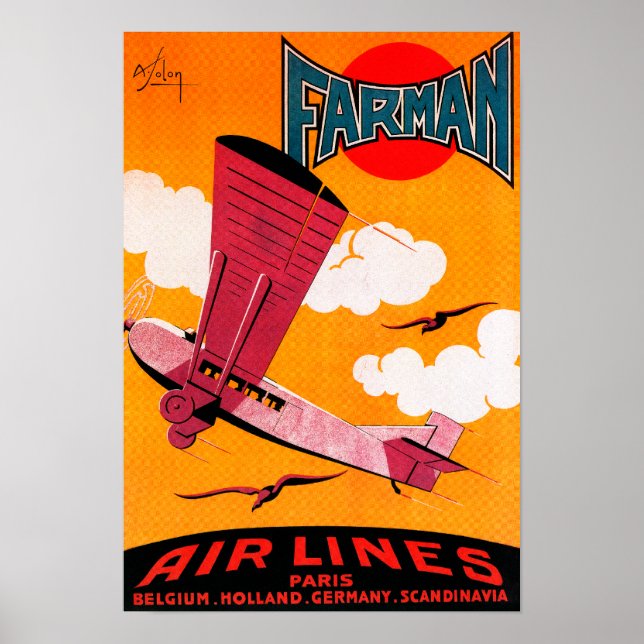 Poster Monoplane F-170 de Farman Brothers Airlines (Devant)
