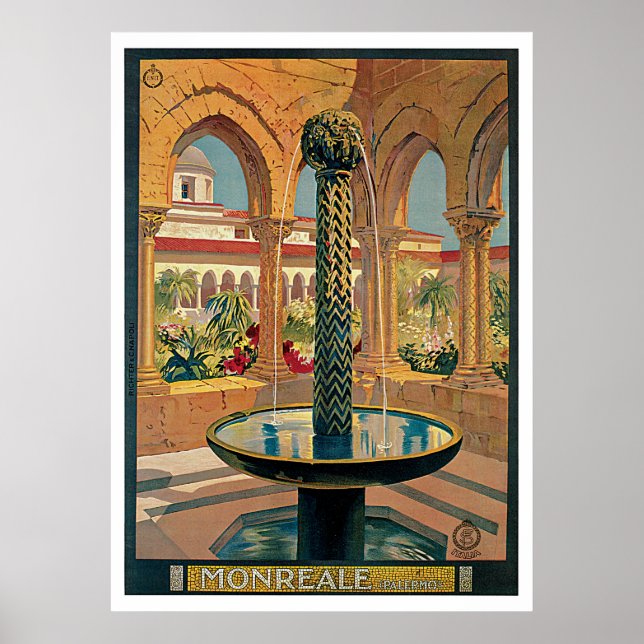 Poster Monreale Italy Vintage Travel (Devant)