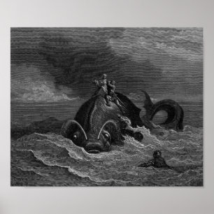 Poster Monstre de mer de gravure de Gustave Dore