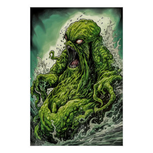 Poster Monstre mince vert