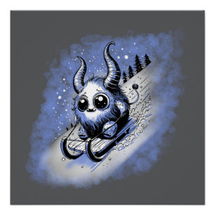 Poster Monstre Tobogganing