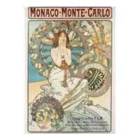 Poster Mont-Carlo vintage par Alphonse Mucha