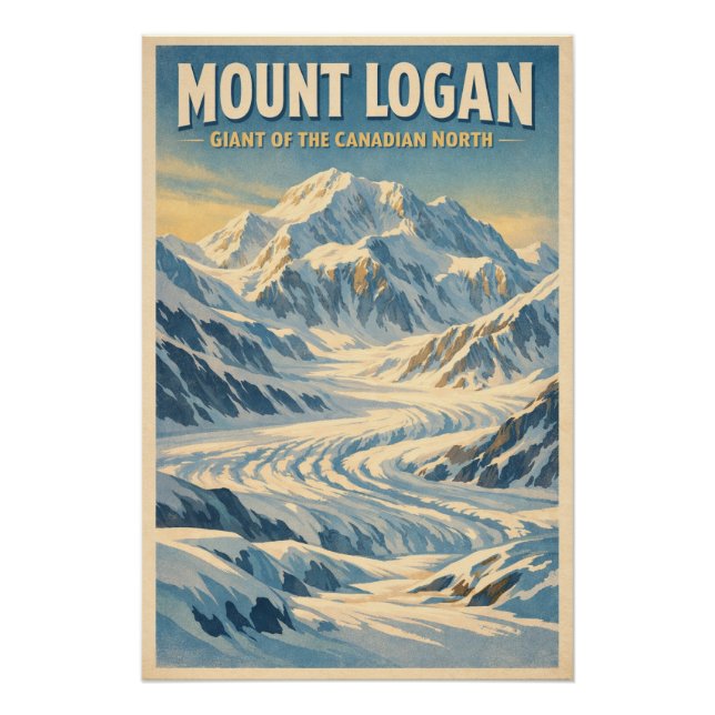 Poster Mont Logan, Canada, dans un style rétro classique (Devant)