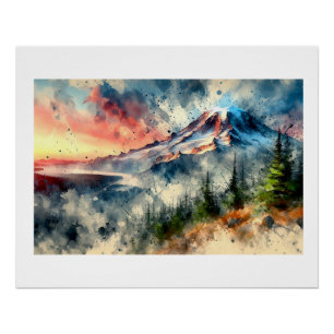 Poster Mont Rainier au lever du soleil,