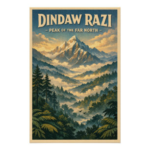 Poster Mont Romaing Razi, voyage rétro au Myanmar