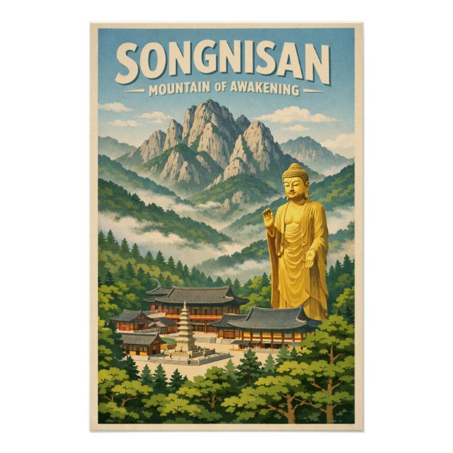 Poster Mont Songnisan, Corée du Sud, dans un style classi (Devant)