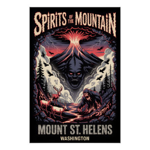 Poster Mont St Helens Washington Volcan Haunté Horreur