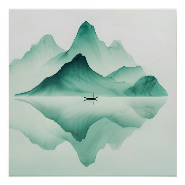 Poster Montagne Brumeuse (Devant)