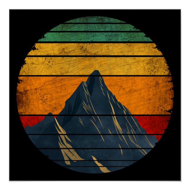 Poster Montagne d'Escalade vintage Retro Mountain (Devant)