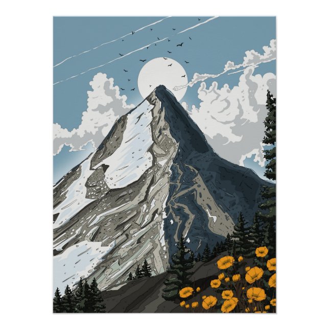 Poster Montagne enneigée de Suisse (Devant)
