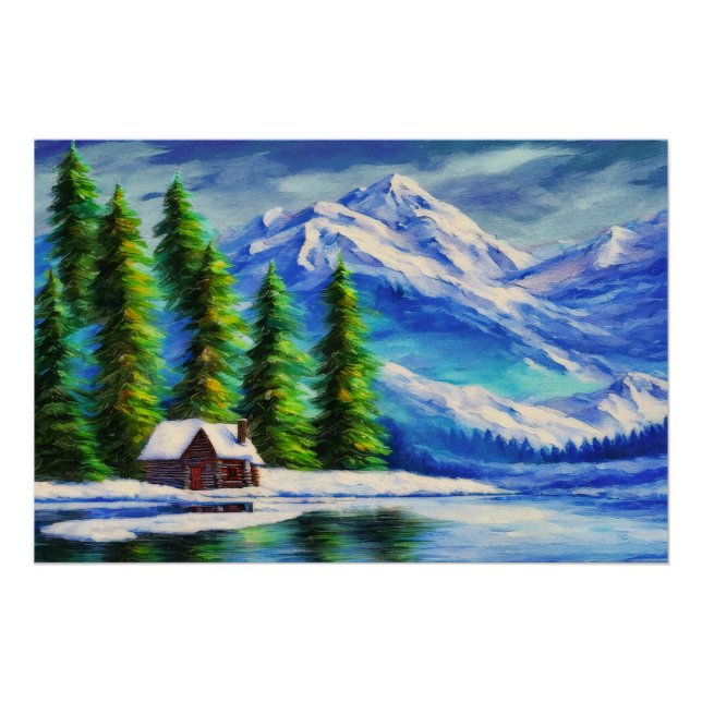 Poster Montagne et Cabine (Devant)