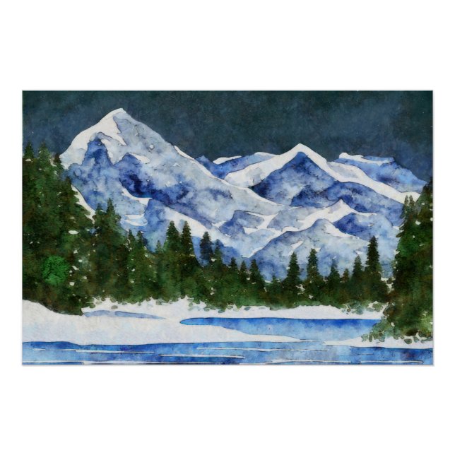 Poster Montagnes et cours d'eau (Devant)